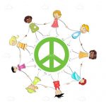 Peace Symbol with Kids Holding Hands in a Circle